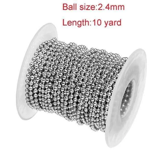 10 Yard / Roll Dia 1.5mm 2mm 2.4mm Perlen Kugel Edelstahl Kette Bulk Schmuck Ketten für DIY Halsketten Schmuckherstellung Zubehör