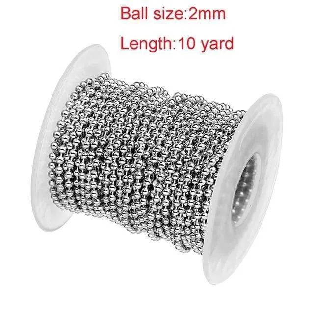 10 Yard / Roll Dia 1.5mm 2mm 2.4mm Perlen Kugel Edelstahl Kette Bulk Schmuck Ketten für DIY Halsketten Schmuckherstellung Zubehör