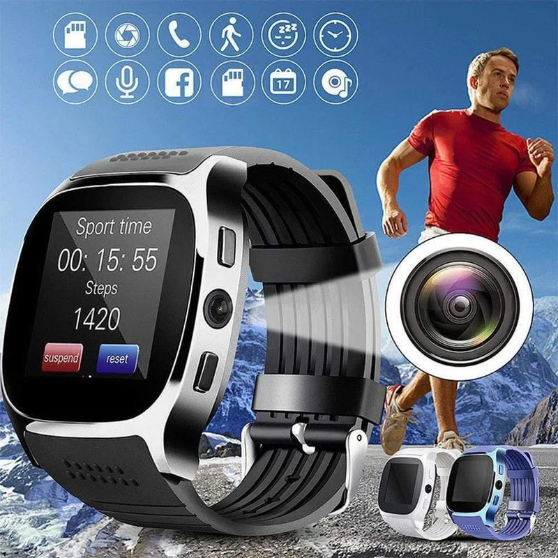 T8 Bluetooth Smart Watch Mit Kamera Facebook WhatsApp Unterstützung SIM TF Karte Anruf Sport Smartwatch Für Android Phone PK Q18 DZ09
