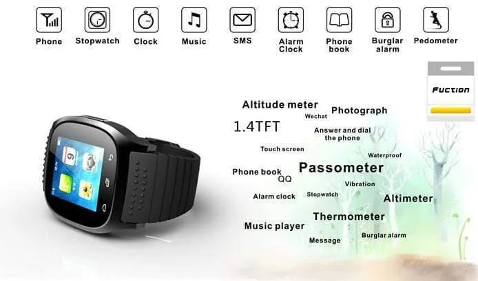Smartwatch M26 Bluetooth Smart Watch Täglich wasserdichte LED-Anzeige für Android-Telefon