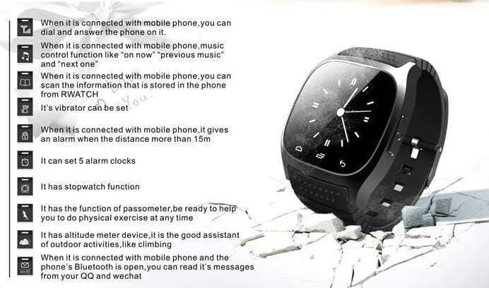 Smartwatch M26 Bluetooth Smart Watch Täglich wasserdichte LED-Anzeige für Android-Telefon