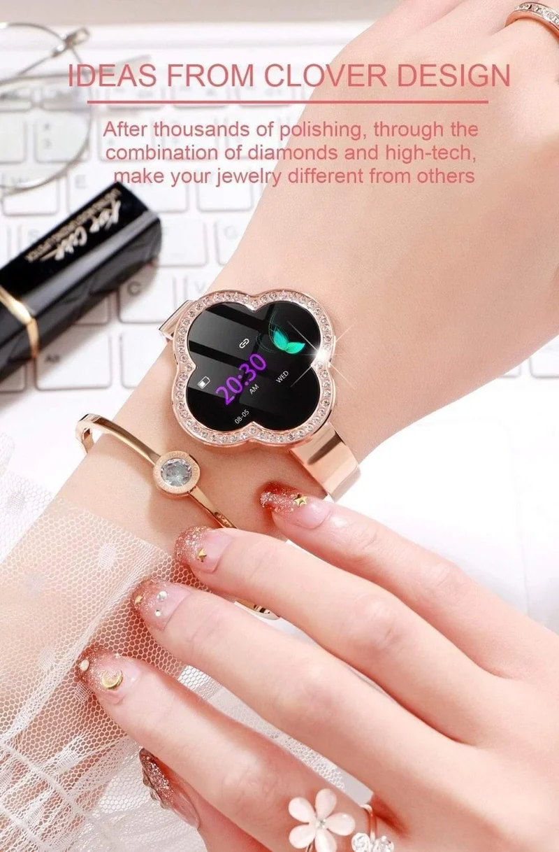 Smartwatch Frau 2019 IP67 Wasserdicht Herzfrequenzüberwachung Gold Für Android IOS Dame Mädchen Damen Armband Smartwatch