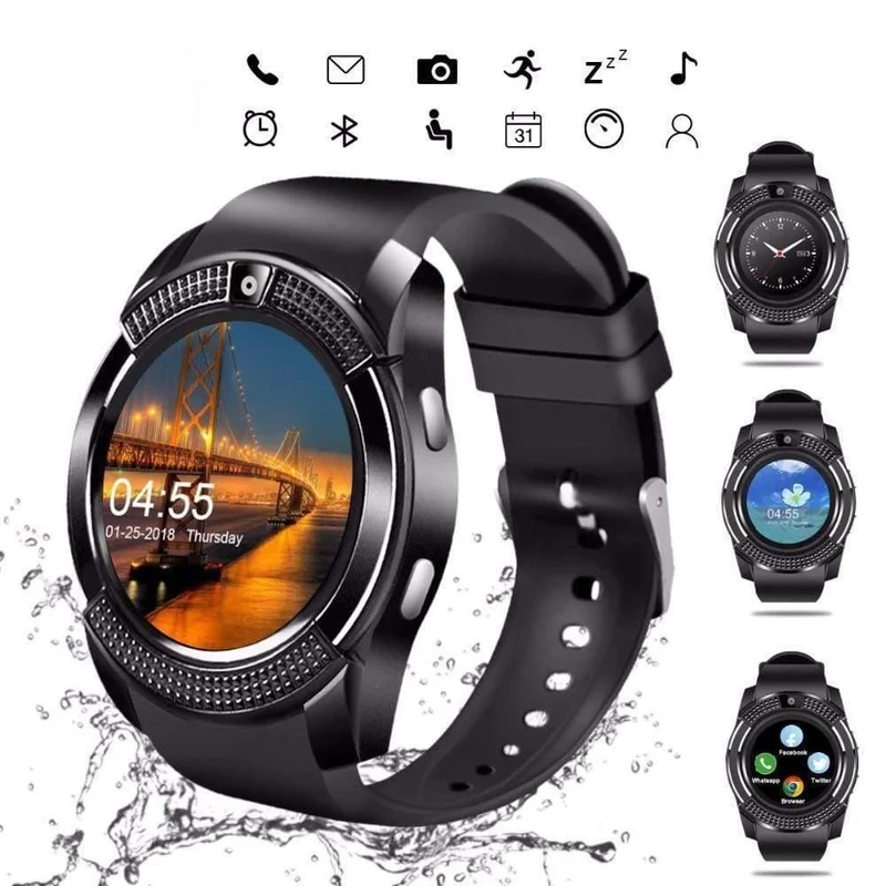 V8 Smartwatch Bluetooth Schrittzähler SIM TF Karte Uhr Kamera 2G Farbe Display Handgelenk Smart Uhr Wasserdichte Gerät Für Android