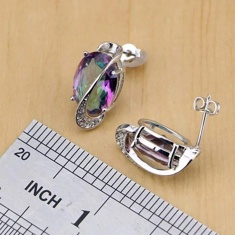 925 Silber Schmuckset für Frauen Hochzeit Ohrringe/Anhänger/Halskette/Ringe/Armband