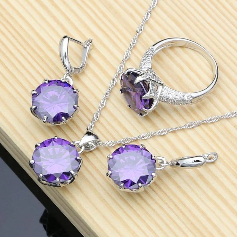 Schmucksets aus 925er-Sterlingsilber, Schmuckset für Damen, Ohrring-/Anhänger-/Ring-/Halsketten-Sets