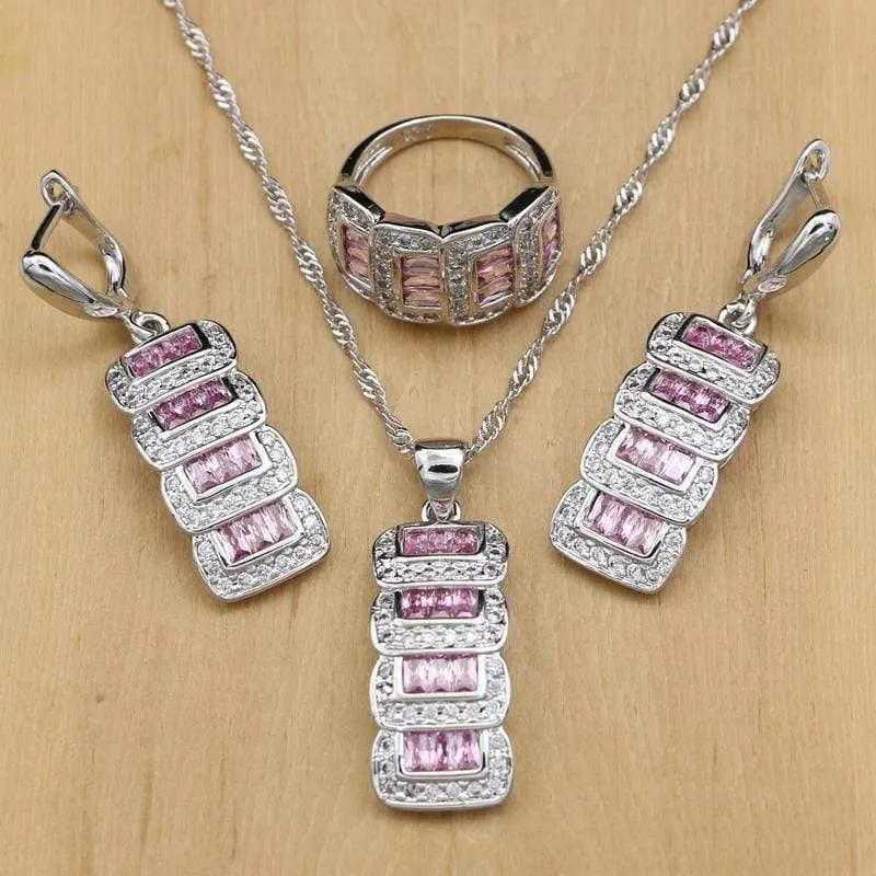 Schmuck Zirkonia Perlen Schmuck Sets Für Frauen Hochzeit Zubehör Ohrringe Anhänger Ringe Halskette Set