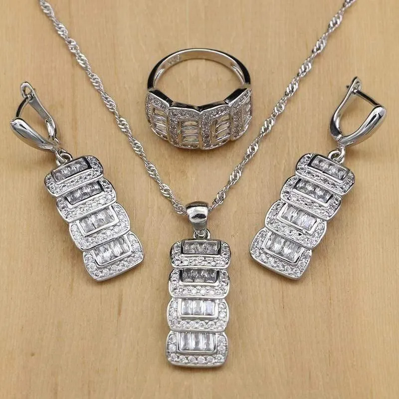 Schmuck Zirkonia Perlen Schmuck Sets Für Frauen Hochzeit Zubehör Ohrringe Anhänger Ringe Halskette Set