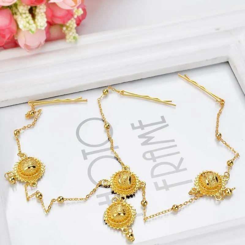Braut Reines Gold Farbe Afrikanischen Schmuck Sets HEIßER Nigeria Sudan Eritrea Kenia Habasha Stil Hochzeit Set A30029