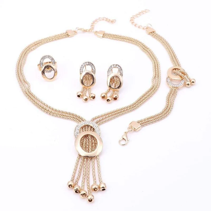 Schmuck-Sets für Hochzeit Party Kleid Zubehör Set Ohrringe Anhänger Halskette Ringe