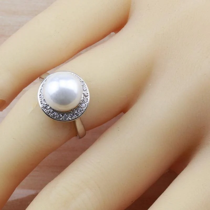 Hochzeit Braut Kostüm 925 Silber Schmuck Sets mit natürlichen Süßwasser Perle weißen Stein CZ für Frauen Sets