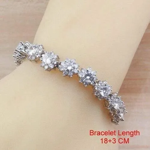 Hochzeit Braut Kostüm 925 Silber Schmuck Sets mit natürlichen Süßwasser Perle weißen Stein CZ für Frauen Sets