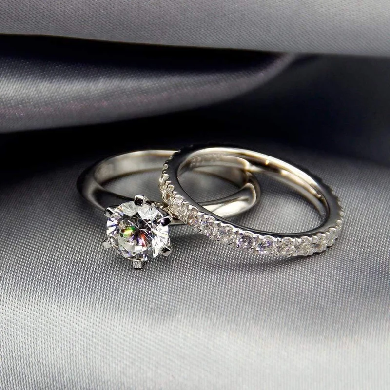 925 Sterling Silber Ring 2Ct Rundschliff SONA Diamant Hochzeit Schmuck Ringe Engagement für Frauen SZ 4-10