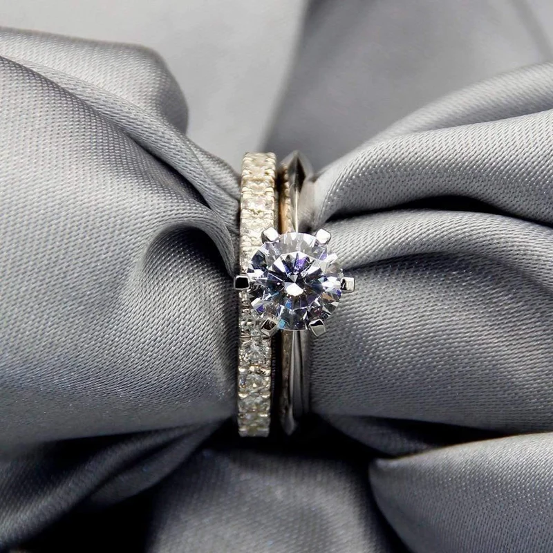 925 Sterling Silber Ring 2Ct Rundschliff SONA Diamant Hochzeit Schmuck Ringe Engagement für Frauen SZ 4-10