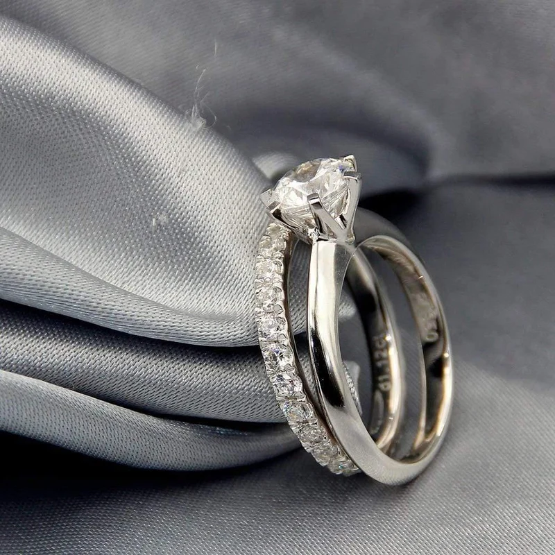 925 Sterling Silber Ring 2Ct Rundschliff SONA Diamant Hochzeit Schmuck Ringe Engagement für Frauen SZ 4-10