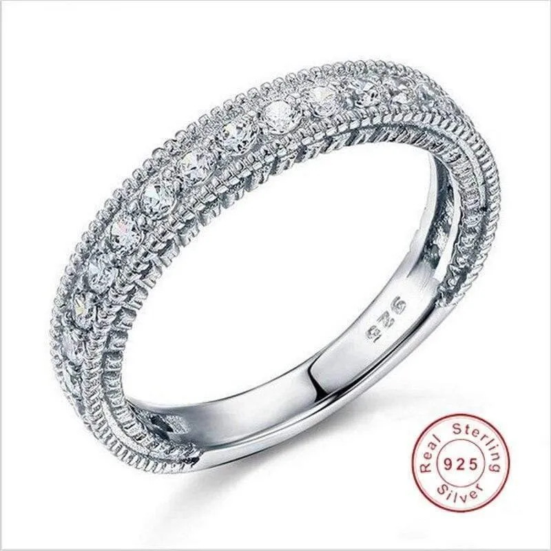 925 silber Hochzeit Band Eternity Ring Schmuck Großhandel Vintage Stil frauen ringe Simulierte Diamant platin