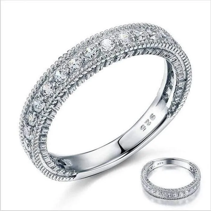 925 silber Hochzeit Band Eternity Ring Schmuck Großhandel Vintage Stil frauen ringe Simulierte Diamant platin