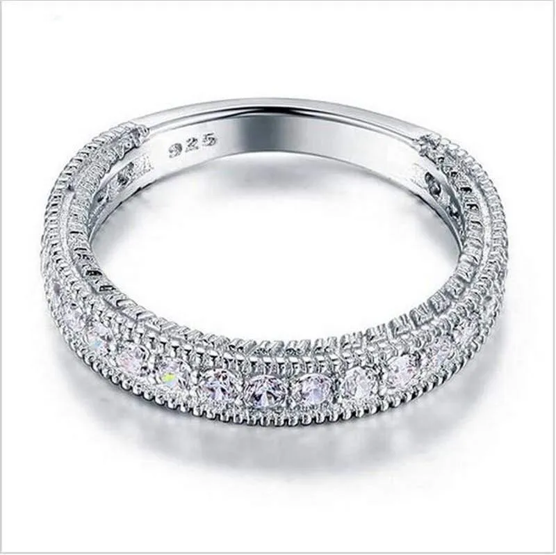 925 silber Hochzeit Band Eternity Ring Schmuck Großhandel Vintage Stil frauen ringe Simulierte Diamant platin