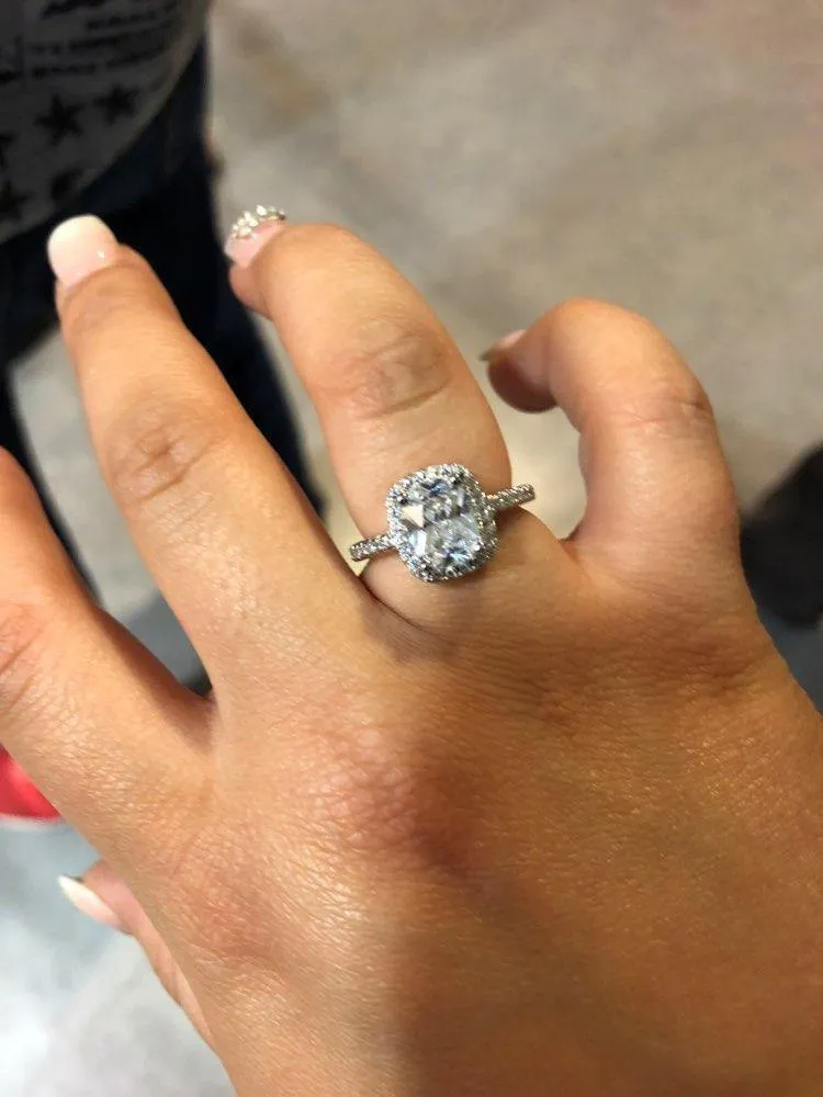 925 Sterling Silber Trauringe für Frauen Princess-Cut 5a CZ Verlobungsring Simulierter Diamant Platin Schmuck