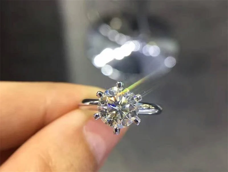 925 Silber Eheringe Solitär 6mm 2Kt SONA Diamant CZ Verlobungsring für Damen Gr. 4-9