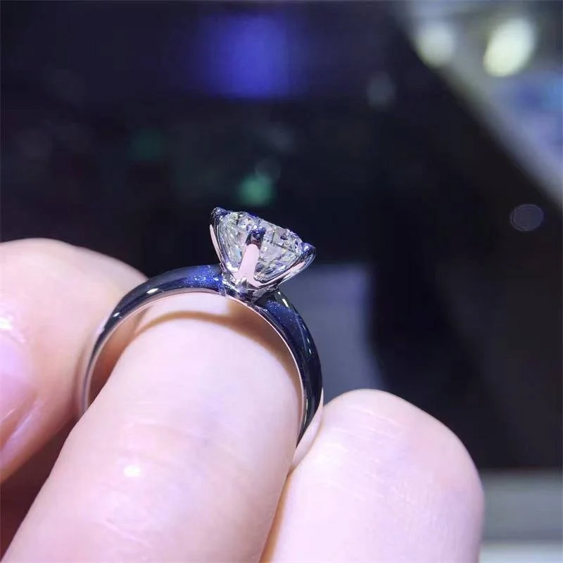 925 Silber Eheringe Solitär 6mm 2Kt SONA Diamant CZ Verlobungsring für Damen Gr. 4-9