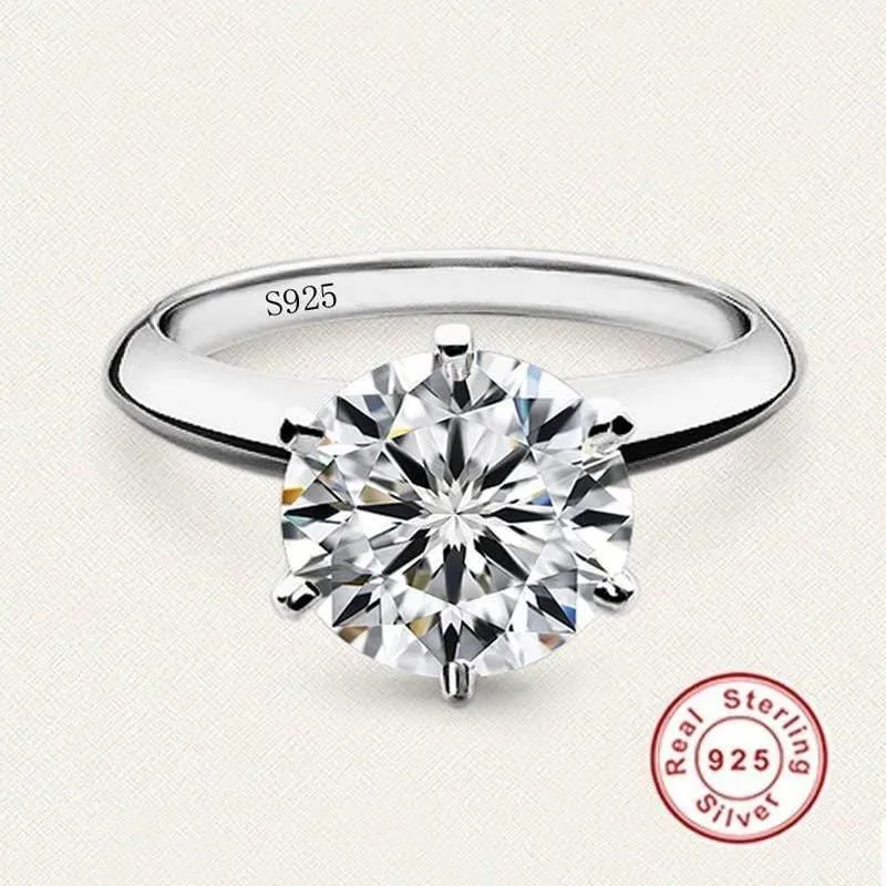 925 Silber Eheringe Solitär 6mm 2Kt SONA Diamant CZ Verlobungsring für Damen Gr. 4-9