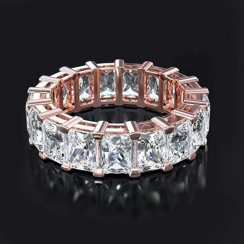 Goldfarbene Verlobungsringe für Frauen Sterling 925 Silber Schmuck Moissanit Ring Edler Schmuck Geschenk Größe 5-12