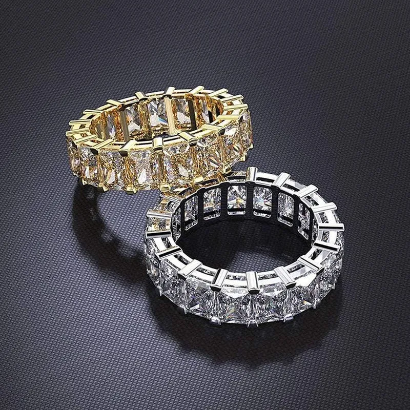 Goldfarbene Verlobungsringe für Frauen Sterling 925 Silber Schmuck Moissanit Ring Edler Schmuck Geschenk Größe 5-12
