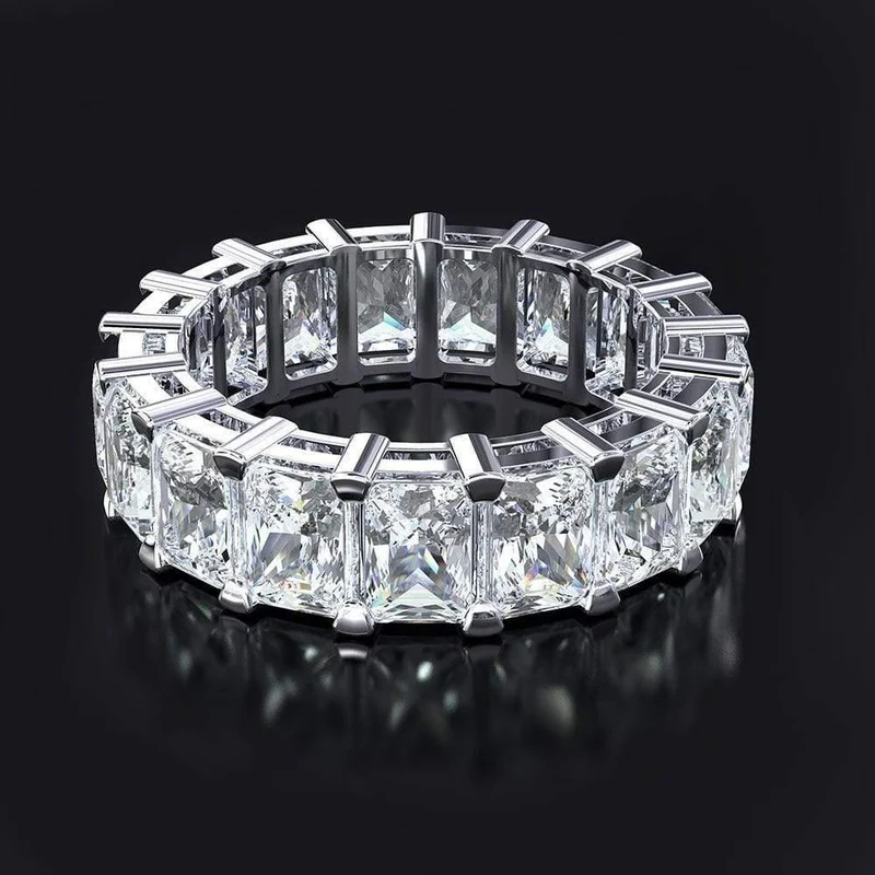 Goldfarbene Verlobungsringe für Frauen Sterling 925 Silber Schmuck Moissanit Ring Edler Schmuck Geschenk Größe 5-12