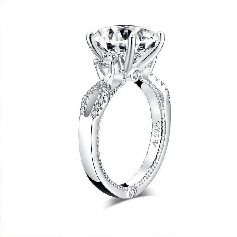 925 Sterling Silber 5.0 Karat großer Verlobungsring im Kissenschliff, künstlicher Diamant, Hochzeitsring, Silberring, Schmuckgeschenke