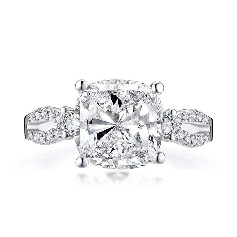 925 Sterling Silber 5.0 Karat großer Verlobungsring im Kissenschliff, künstlicher Diamant, Hochzeitsring, Silberring, Schmuckgeschenke