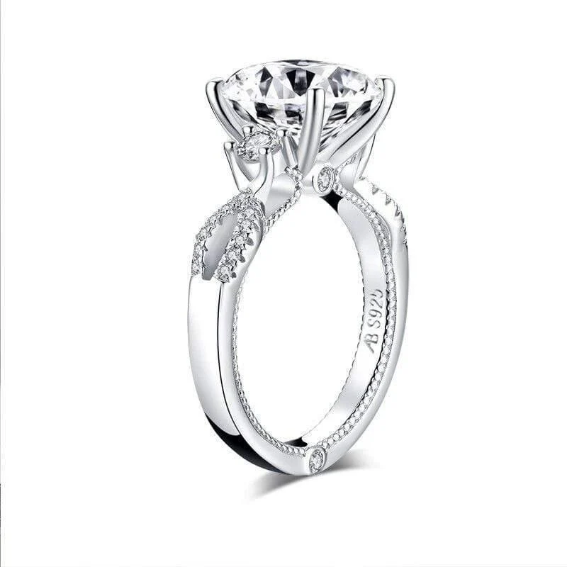 925 Sterling Silber 5.0 Karat großer Verlobungsring im Kissenschliff, künstlicher Diamant, Hochzeitsring, Silberring, Schmuckgeschenke