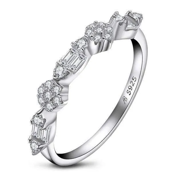 925 Sterling Silber Band Ringe Frauen Engagement Simulierte Diamant Hochzeit Silber Braut Band Ringe Schmuck