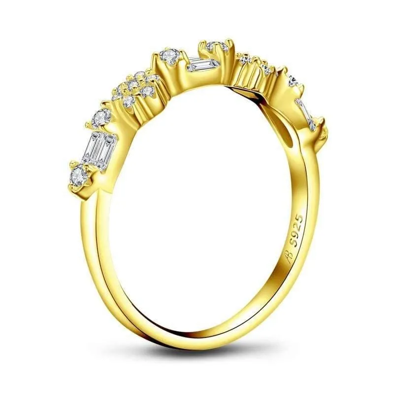 925 Sterling Silber Band Ringe Frauen Engagement Simulierte Diamant Hochzeit Silber Braut Band Ringe Schmuck