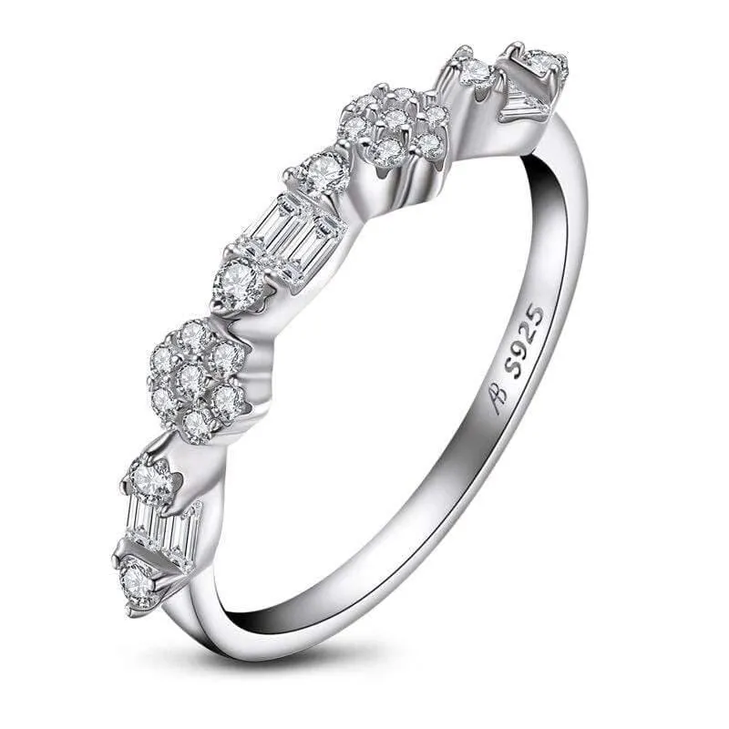 925 Sterling Silber Band Ringe Frauen Engagement Simulierte Diamant Hochzeit Silber Braut Band Ringe Schmuck