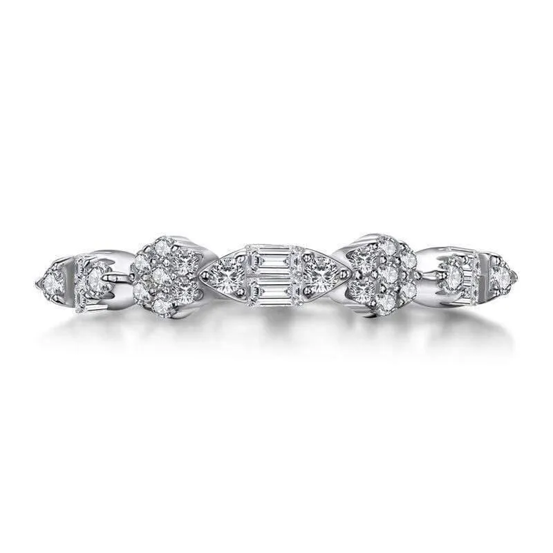 925 Sterling Silber Band Ringe Frauen Engagement Simulierte Diamant Hochzeit Silber Braut Band Ringe Schmuck