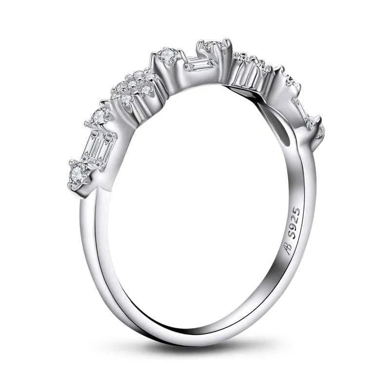 925 Sterling Silber Band Ringe Frauen Engagement Simulierte Diamant Hochzeit Silber Braut Band Ringe Schmuck