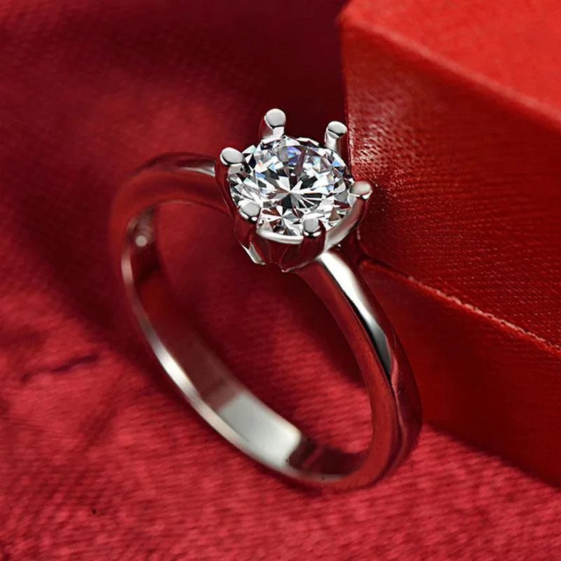 Simulierter Diamantring Sterling Silber 925 Schmuck mit platiniertem Diamant 1carat Ringe für Frauen Geschenk RW070