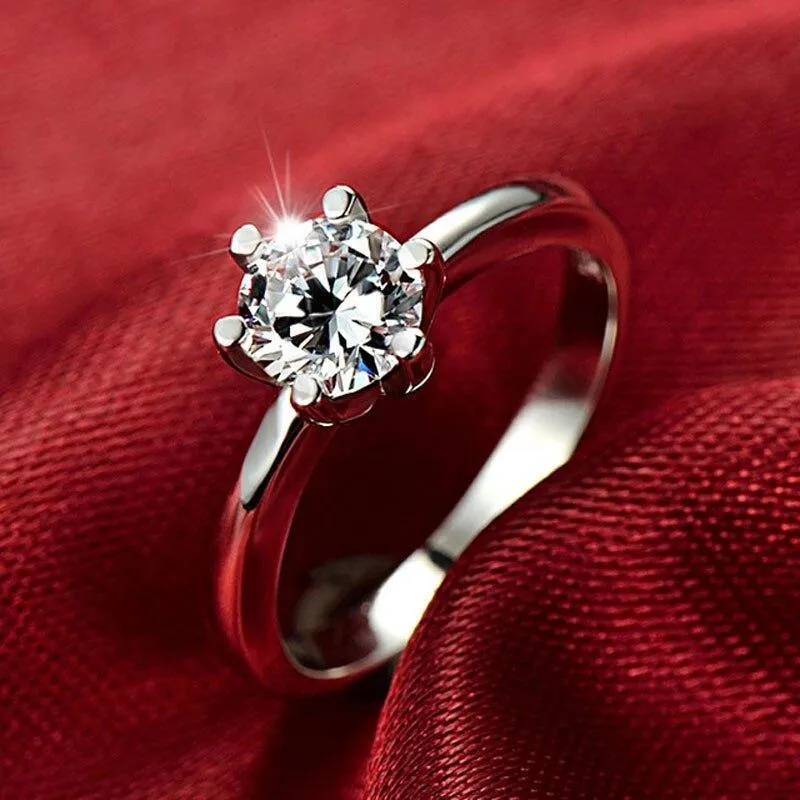 Simulierter Diamantring Sterling Silber 925 Schmuck mit platiniertem Diamant 1carat Ringe für Frauen Geschenk RW070