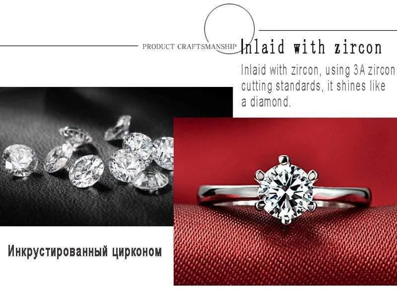 Simulierter Diamantring Sterling Silber 925 Schmuck mit platiniertem Diamant 1carat Ringe für Frauen Geschenk RW070