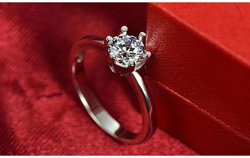 Simulierter Diamantring Sterling Silber 925 Schmuck mit platiniertem Diamant 1carat Ringe für Frauen Geschenk RW070