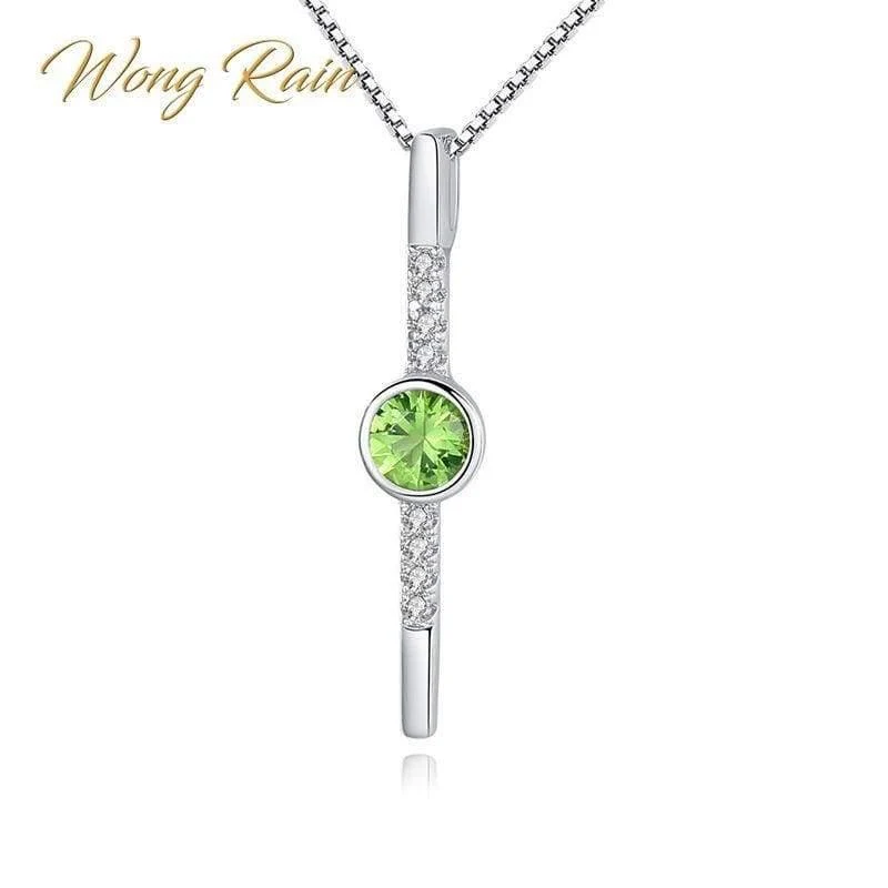 925 Sterling Silber Prehnit Edelstein Diamanten Weißgold Anhänger Halskette Feiner Schmuck Großhandel Drop Shipping