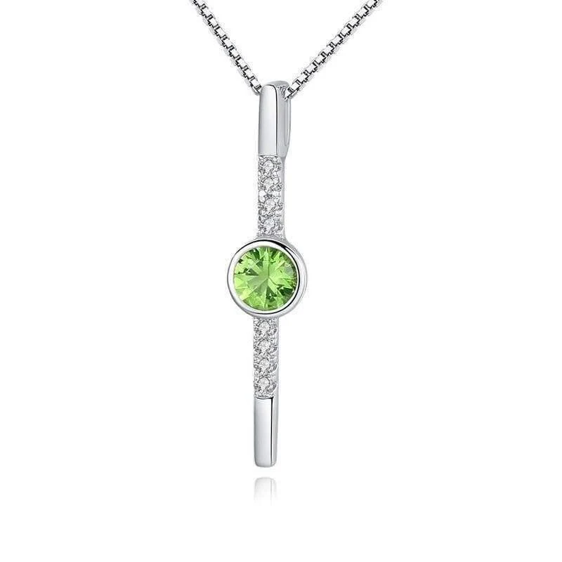 925 Sterling Silber Prehnit Edelstein Diamanten Weißgold Anhänger Halskette Feiner Schmuck Großhandel Drop Shipping