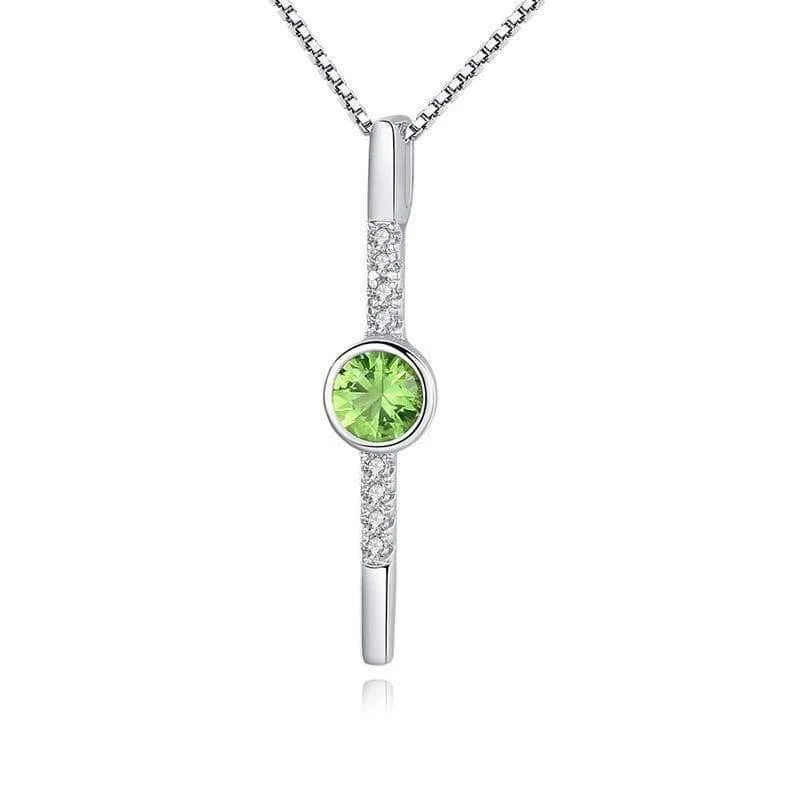925 Sterling Silber Prehnit Edelstein Diamanten Weißgold Anhänger Halskette Feiner Schmuck Großhandel Drop Shipping