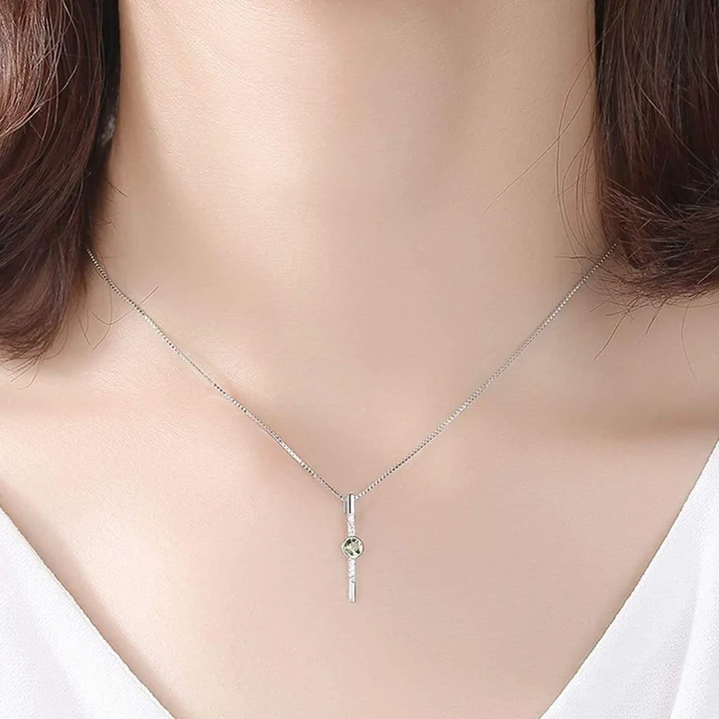 925 Sterling Silber Prehnit Edelstein Diamanten Weißgold Anhänger Halskette Feiner Schmuck Großhandel Drop Shipping