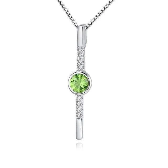 925 Sterling Silber Prehnit Edelstein Diamanten Weißgold Anhänger Halskette Feiner Schmuck Großhandel Drop Shipping