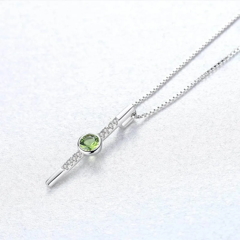 925 Sterling Silber Prehnit Edelstein Diamanten Weißgold Anhänger Halskette Feiner Schmuck Großhandel Drop Shipping