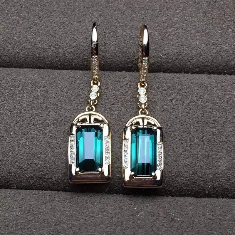 18k Real Gold grün Turmalin natürlichen Edelstein Diamant Ohrstecker Schmuck