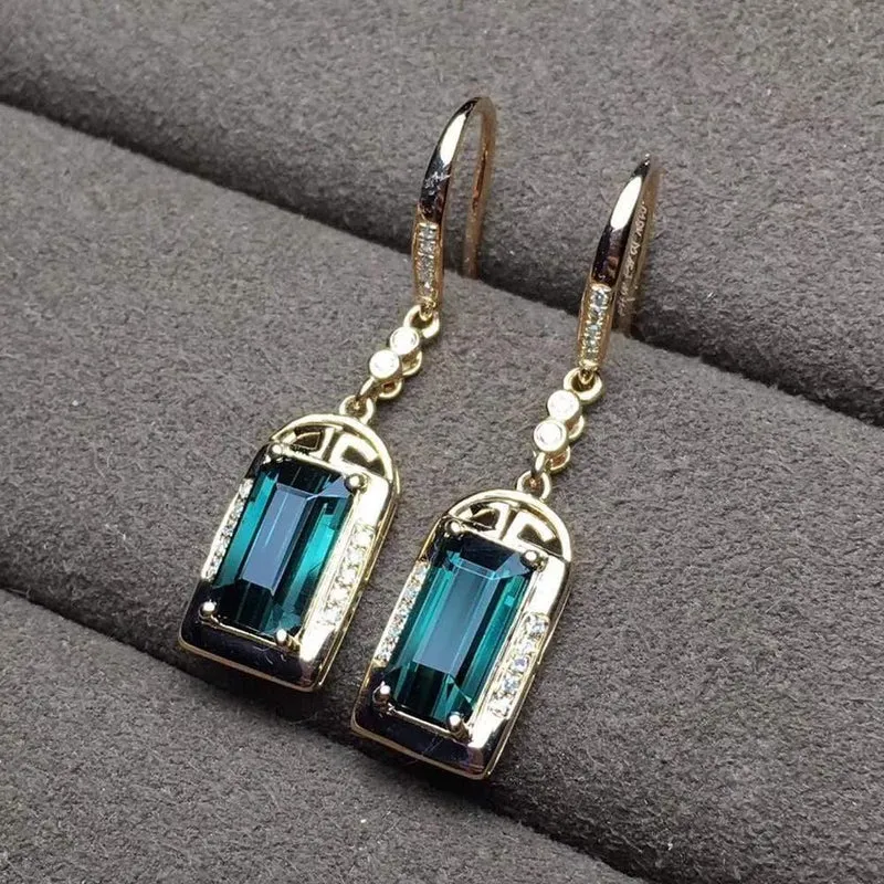 18k Real Gold grün Turmalin natürlichen Edelstein Diamant Ohrstecker Schmuck
