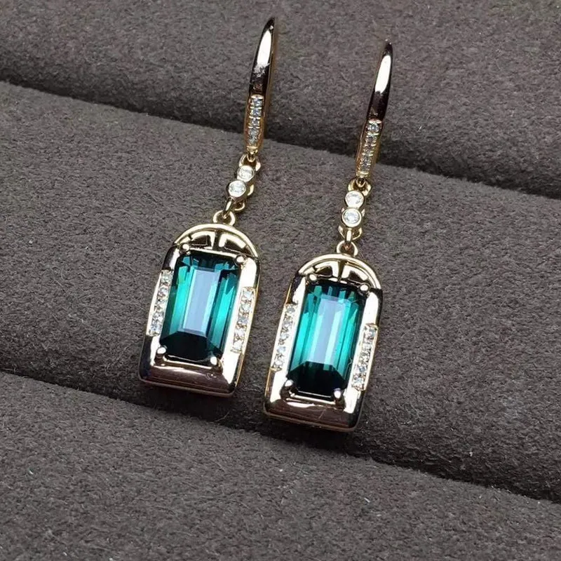 18k Real Gold grün Turmalin natürlichen Edelstein Diamant Ohrstecker Schmuck