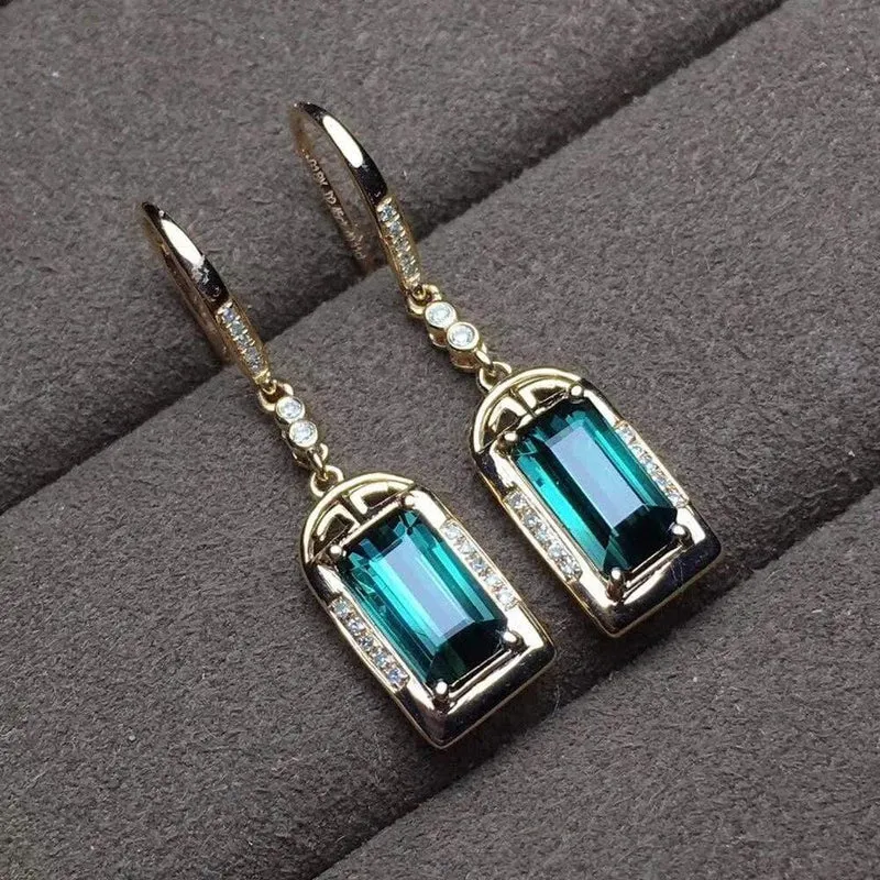 18k Real Gold grün Turmalin natürlichen Edelstein Diamant Ohrstecker Schmuck